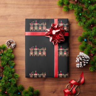 Papier Cadeau Noël Bouledogue Français Chien Père Noël Renne Xma
