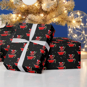 Papier Cadeau Noël Bow sur un Martini de Fêtes avec Canne de Bon