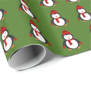 Papier Cadeau Noël brillant de papier d'emballage de pingouin de