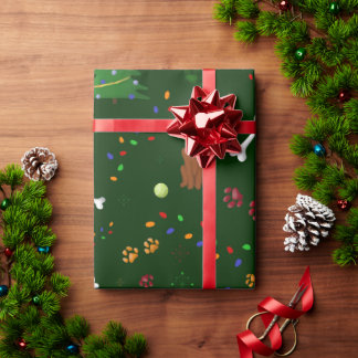 Papier Cadeau Noël Brown Chien pattes osseuses chapeau de Père N