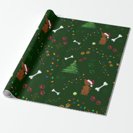 Papier Cadeau Noël Brown Chien pattes osseuses chapeau de Père N