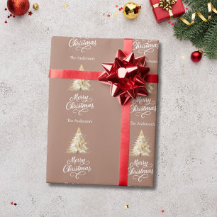 Papier Cadeau Noël brun mocha moka à neige