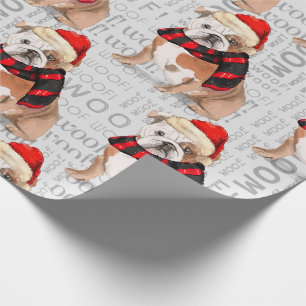 Papier Cadeau Noël Bulldog anglais pour les Amoureux de les chie