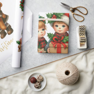 Papier Cadeau Noël Cadeaux Enfants Vintages Joyeux Noël