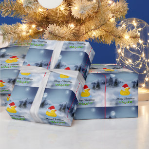 Papier Cadeau Noel canard en caoutchouc