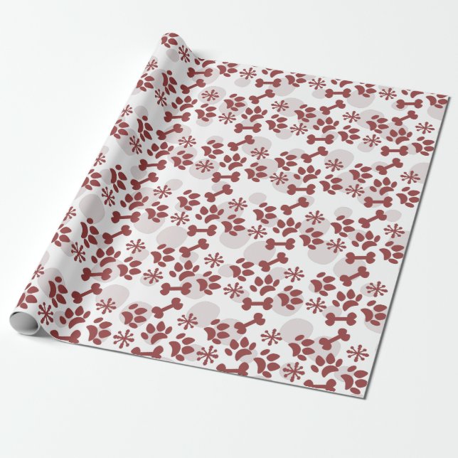 Papier Cadeau Noël Chien Chat Animaux de compagnie Snowflake Mot (Déroulé)
