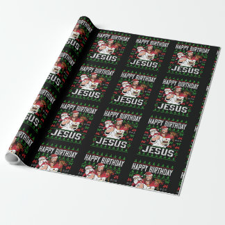 Papier Cadeau Noël chrétien JEUX ANNIVERSAIRE JÉSUS Famille Ma