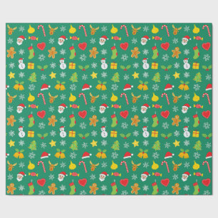 Papier Cadeau Noël coloré motif vert arrière - plan