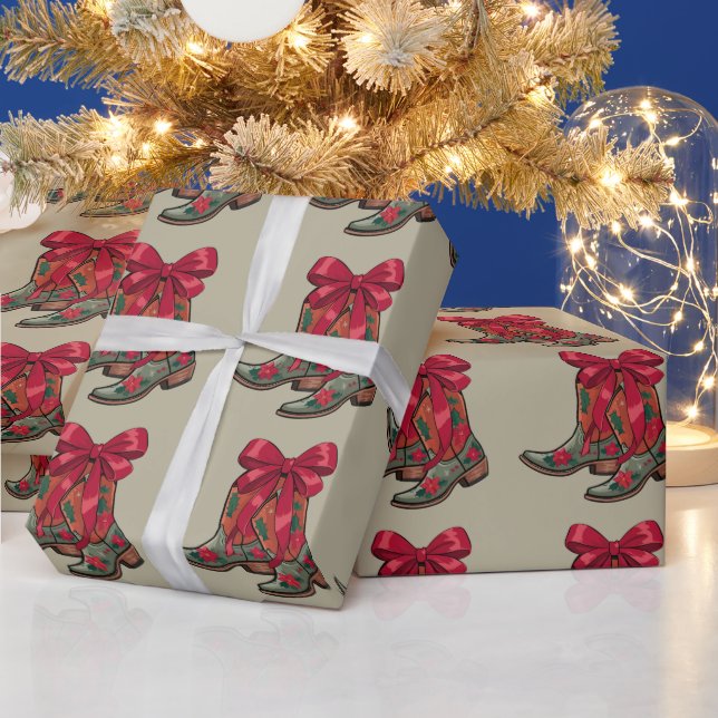 Papier Cadeau Noël Coquette Boot Western Cowgirl Xmas (Vacances)