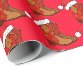 Papier Cadeau Noël Cowboy Boots Pays Western Cowgirl