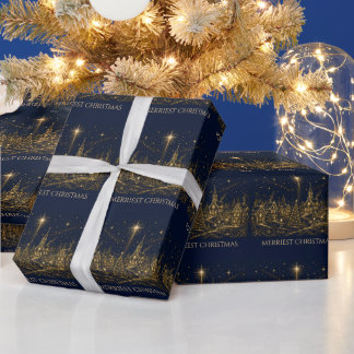 Papier Cadeau Noël dans les étoiles | Village de Noël