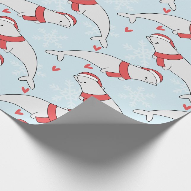 Papier Cadeau Noël de baleines de Beluga (Coin)
