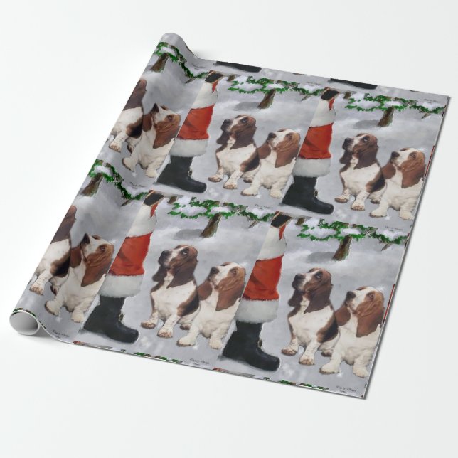 Papier Cadeau Noël de Basset Hound (Déroulé)