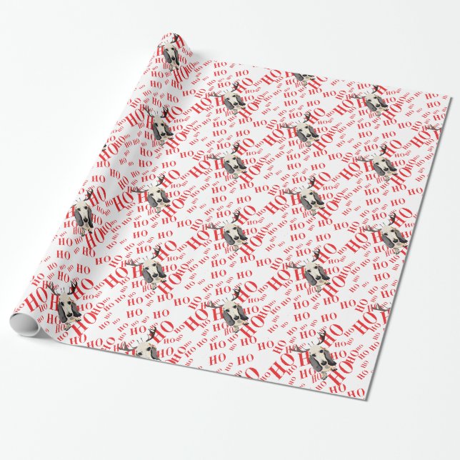 Papier Cadeau Noël de Basset Hound Ho Ho Ho (Déroulé)