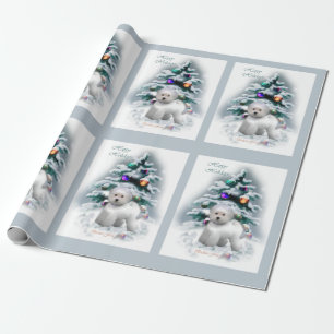 Papier Cadeau Noël de Bichon Frise
