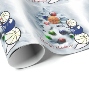 Papier Cadeau Noël de bonhomme de neige de basket-ball