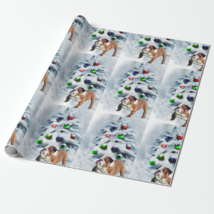 Papier Cadeau Noël de Bulldog anglais