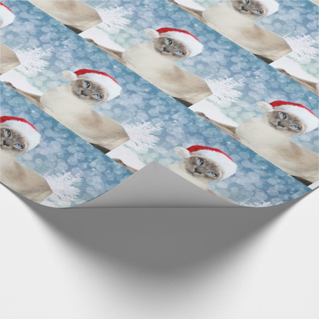 Papier Cadeau Noël de chat siamois (Coin)