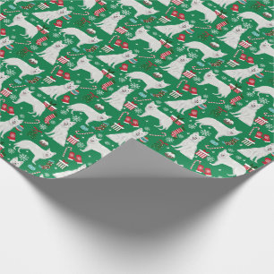 Papier Cadeau Noël de Chien de Berger Blanc