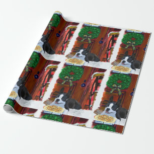 Papier Cadeau Noël de chiot de Boston Terrier