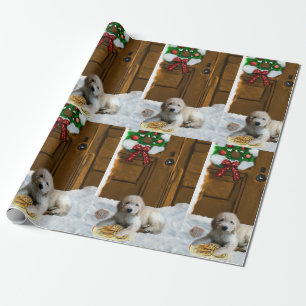 Papier Cadeau Noël de chiot de Goldendoodle