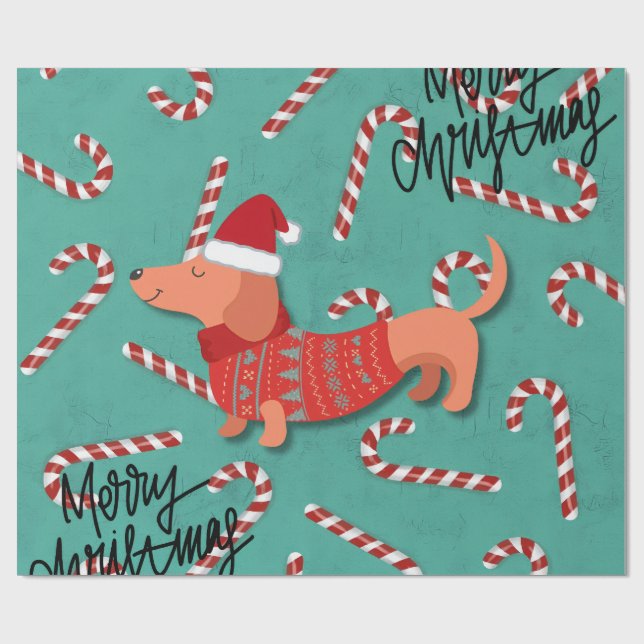 Papier Cadeau Noël de Dachshund (Plat)