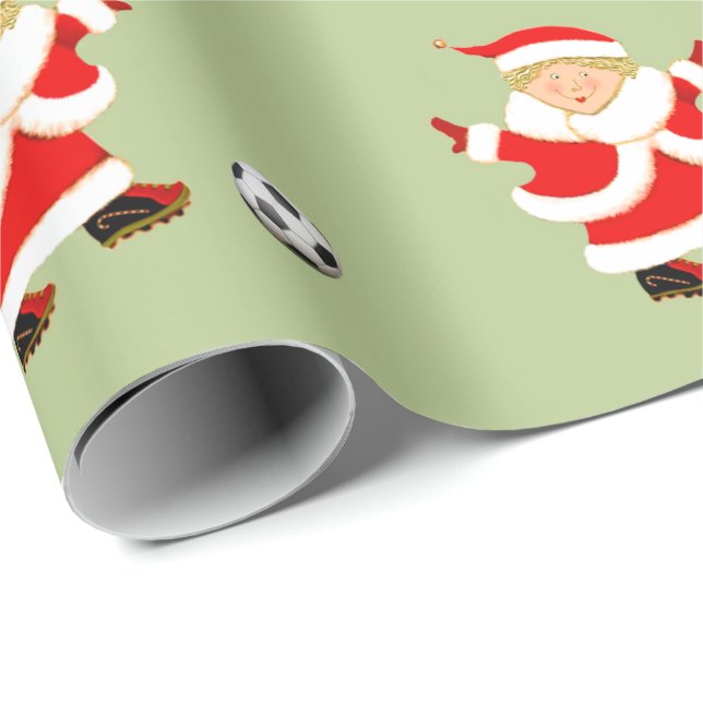 Papier Cadeau Noël de football (Coin rond)