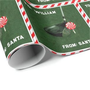 Papier Cadeau Noël de golf personnalisé