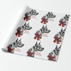 Papier Cadeau Noël de great dane de harlequin