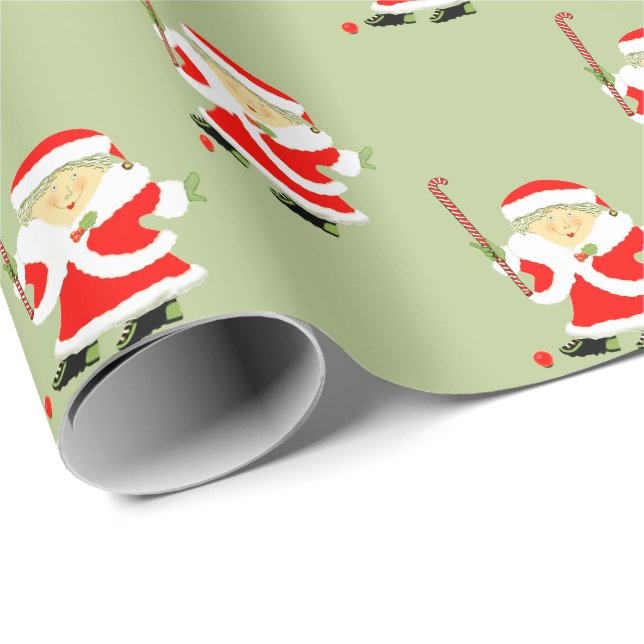 Papier Cadeau Noël de hockey sur gazon (Coin rond)