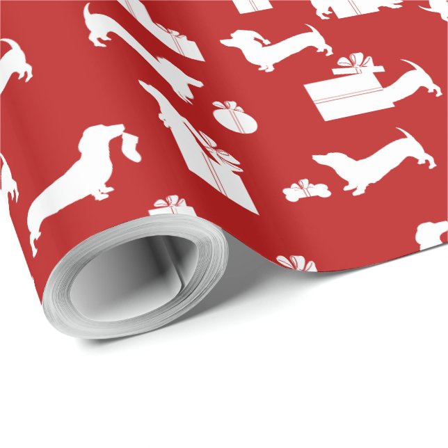Papier Cadeau Noël de Holiday Hounds Dachshund (Coin rond)