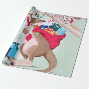 Papier Cadeau Noël de Kangaroo - Art de Noël australien
