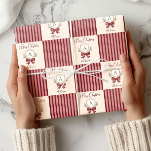 Papier Cadeau Noël de la corneille de monogramme personnalisée