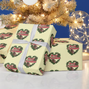 Papier Cadeau Noël de la couronne de coeur