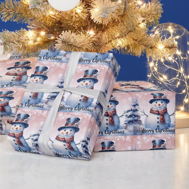 Papier Cadeau Noël de la forêt d'hiver | Rose (Vacances)