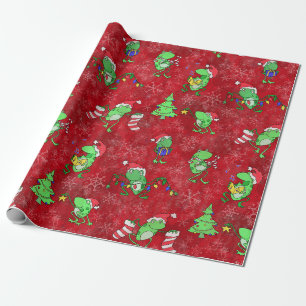Papier Cadeau Noël de la grenouille — Jolie fête de Noël de la g