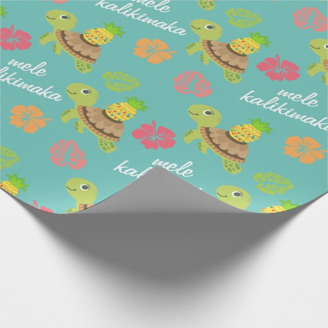 Papier Cadeau Noël de la jolie tortue de mer (Coin)