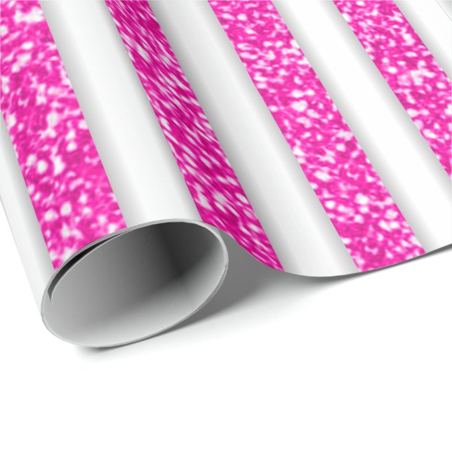 Papier Cadeau Noël de la Parties scintillant blanche rose (Coin rond)