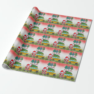 Papier Cadeau Noël de l'autobus scolaire pour chauffeur avec le 