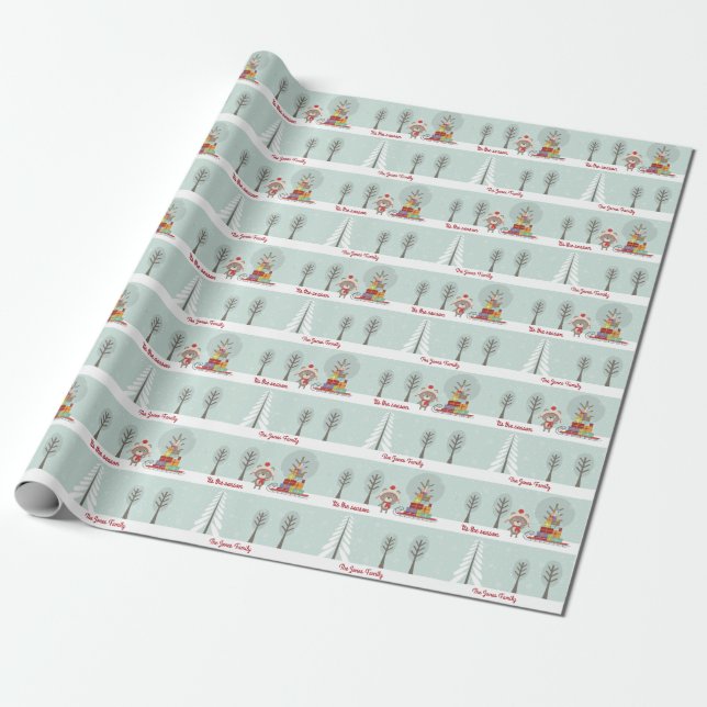 Papier Cadeau Noël de l'ours des bois (Déroulé)