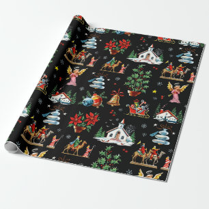 Papier Cadeau Noël de Minuit du Milieu du Siècle