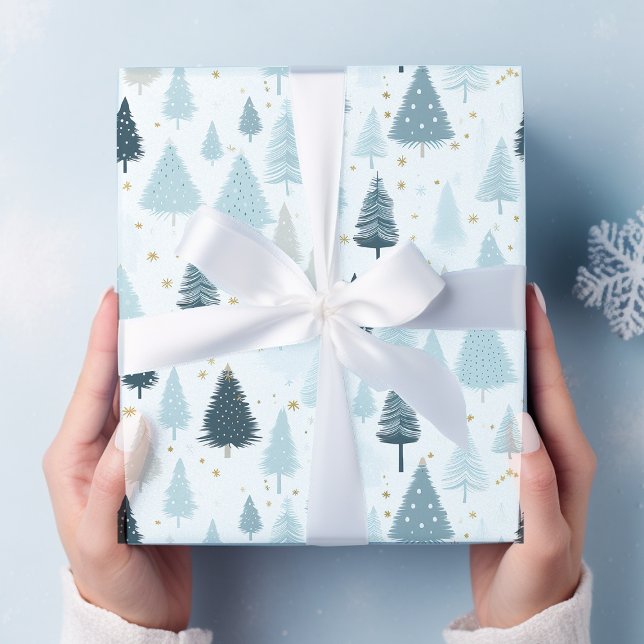Papier Cadeau Noël de neige bleue et blanche (Créateur téléchargé)