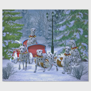Papier Cadeau Noël de neige vintage dalmate