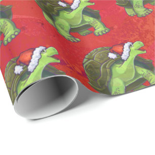 Papier Cadeau Noël de tortue sur le rouge
