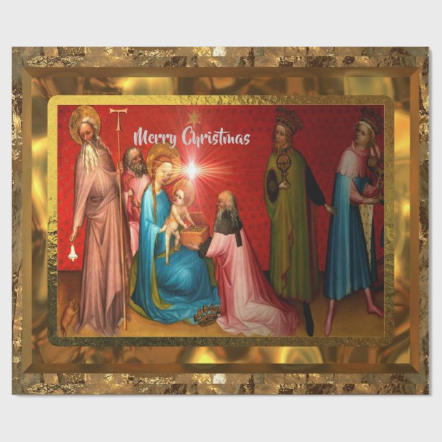 Papier Cadeau Noël de visite de Jésus de bébé (15 pieds) (Plat)