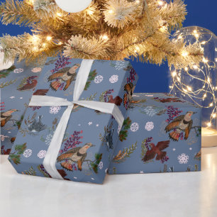Papier Cadeau Noël des forêts d'oiseaux américains