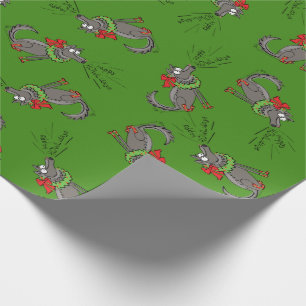 Papier Cadeau Noël des loups amusants et joyeux jours fériés