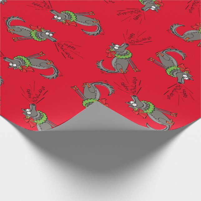 Papier Cadeau Noël des loups amusants et joyeux jours fériés (Coin)