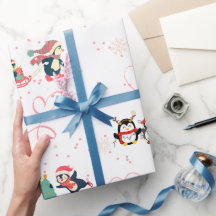 Noël des pingouins plein de coeur
