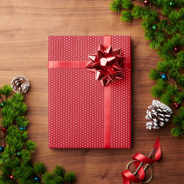 Papier Cadeau Noël Des Pois De Pin Rouge Et Blanc (Cadeau de vacances)